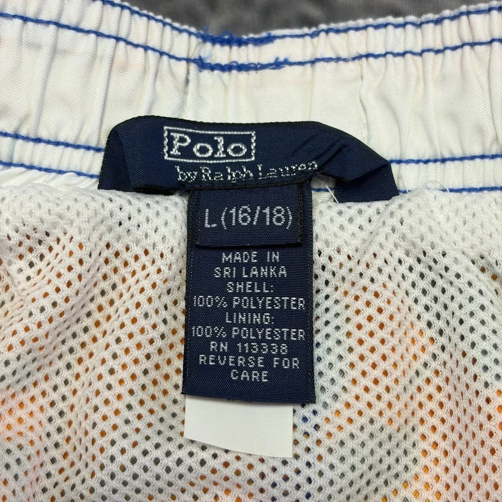 NWT VTG Polo Ralph Lauren Board Shorts Youth Medium Orange Blue Tropical Flora